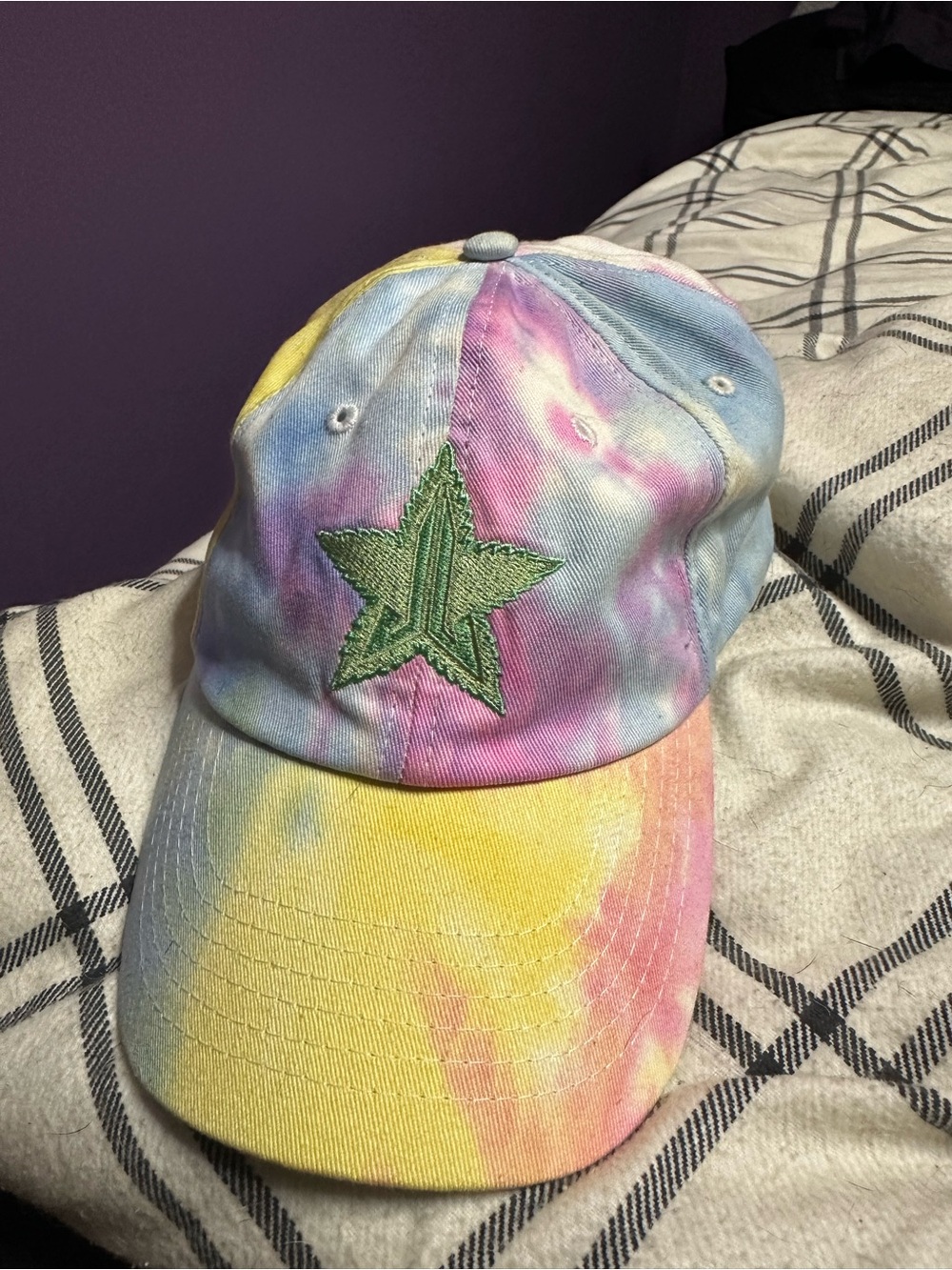 Jeffree star Tie-Dye Baseball Cap with Green Star Patch